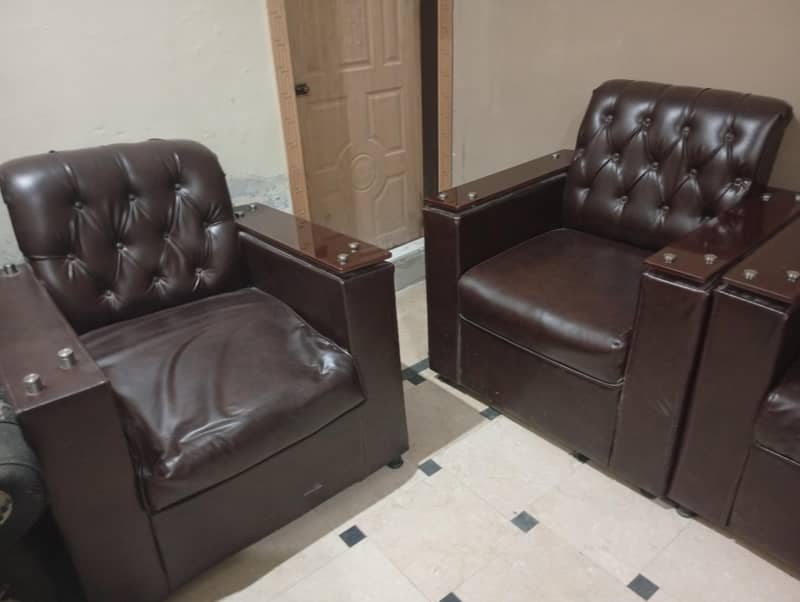 Leather Brown Sofa Set 3