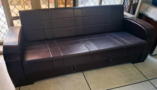 Brown Leatherette Sofa Cumbed in Excellent Condition