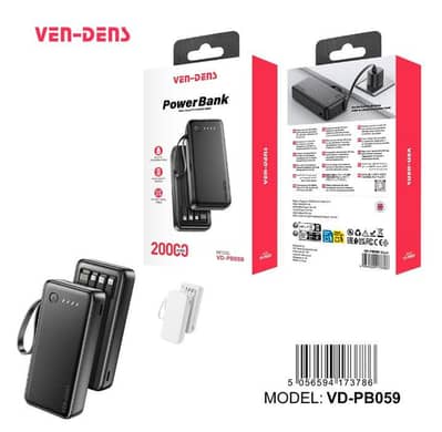 20000mAh Super Fast Charging Power Bank with four Cables built-in