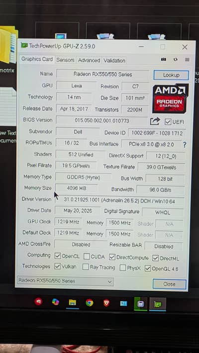 Rx 550, 4gb gddr5, 128bit graphics card