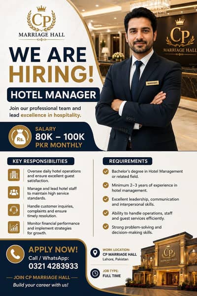 Required Manager for hotel management
