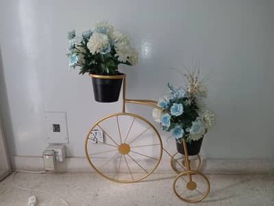 cycle decoration with flower pots