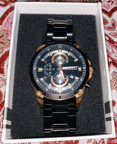 100% Original Curren Stylish Black Watch for Men