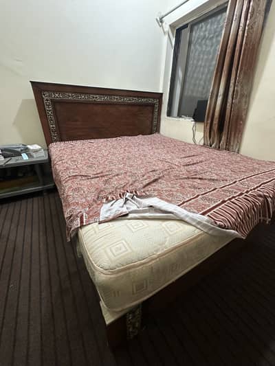 Wooden bed king size with spring mattress