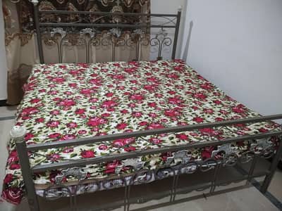 Metal Double Bed with Mattress for Sale.