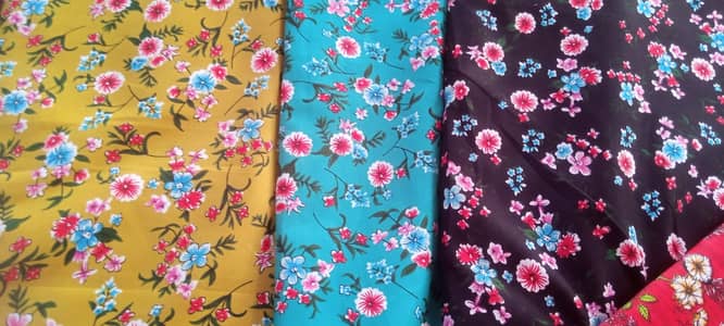 Premium Floral Cotton Fabric | Soft Printed Lawn | 3 Colors Available