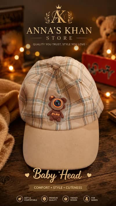 Baby boys premium checkered cap. made from soft  fabric for boy's