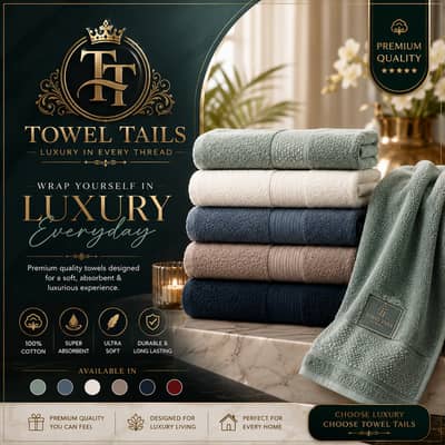Towel Tails | Luxury Premium Cotton Towels | Ultra Soft & Super Absorb
