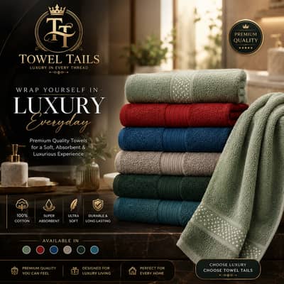 Towel Tails | Luxury Premium Cotton Towels | Ultra Soft & Super Absorb