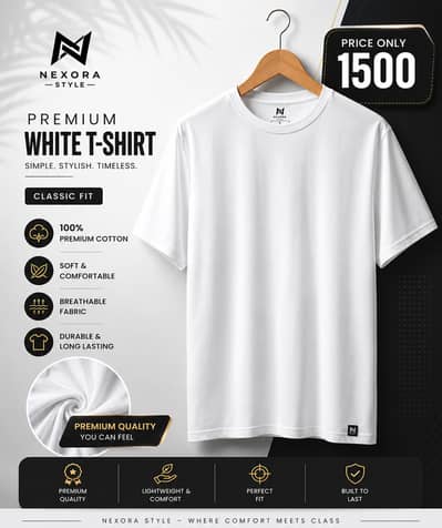 Premium White Cotton T-Shirt | Classic Fit | Soft & Breathable | New