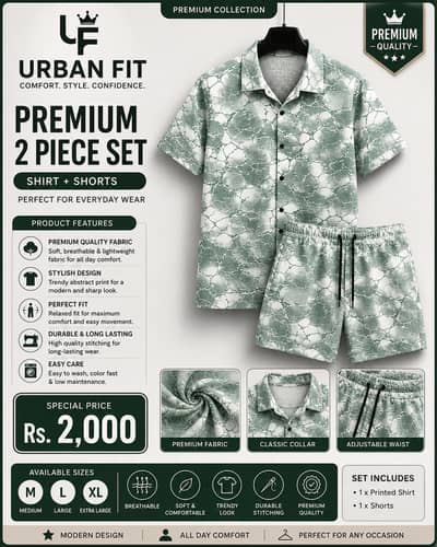 Premium Men's 2 Piece Shirt & Shorts Set | Summer Casual Outfit | Siz