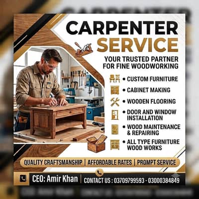All kind of wood works kitchen cabinets wall media and door