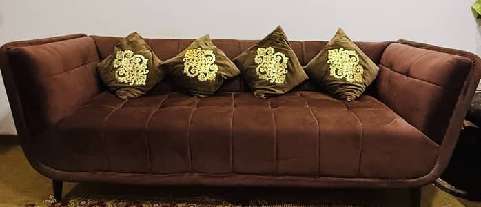 5 seater sofa set in chocolate brown colour