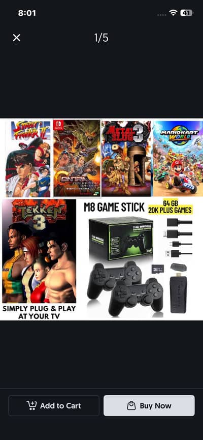 Gaming stick with 20000 old games with 2 wireless controller