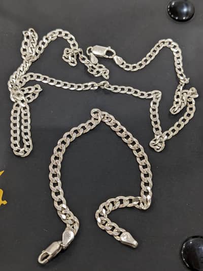 Silver 92.5 Braclet Chain and Rings