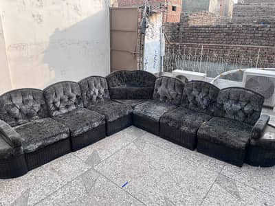 6 seater sofa with 2 side table and 1 corner table