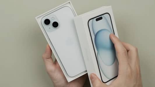 Apple iPhone 15 plus in ice blue color
