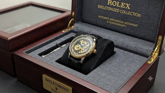 Luxury Mechanical Open-Heart Watch For Men - Leather Strap