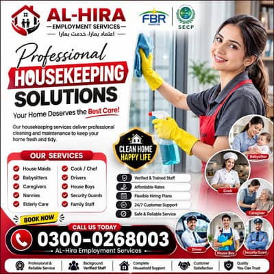 Maids / House Maids / cook / House chef / Baby Sitter maid available