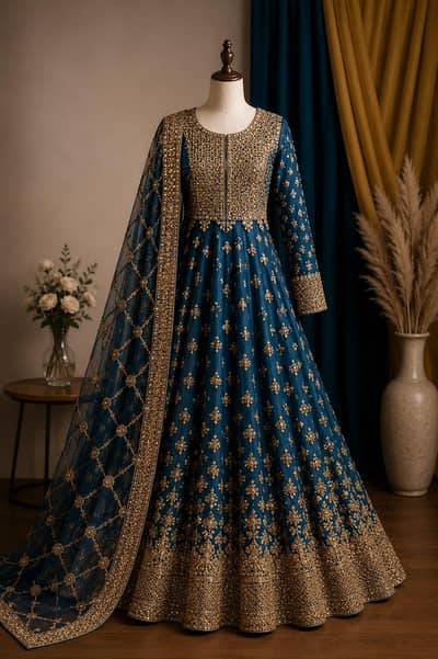 brand new flared maxi with dupatta