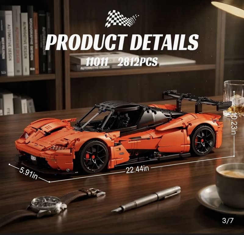 Technic orange hypercar blocks 1