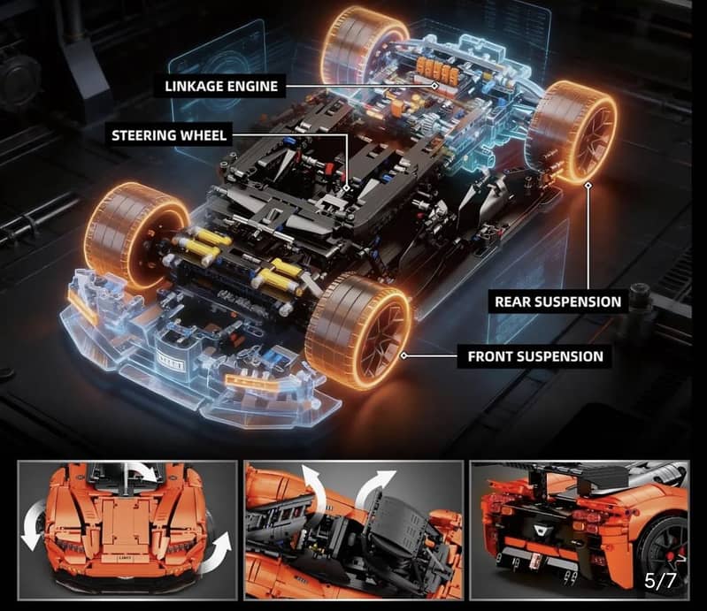 Technic orange hypercar blocks 3