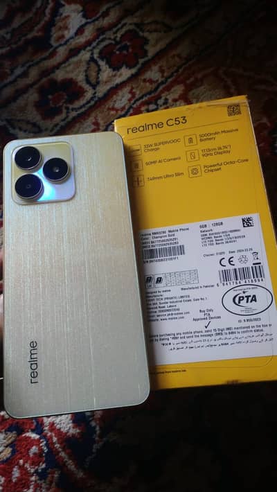Realme c53.6gb Ram. 128gb storage.   50mp camera.  5000Mah battery