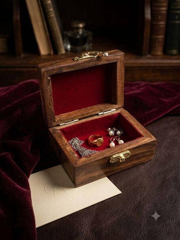 Mini Wooden Jewelry Box | Compact Ring & Chain Holder with Velvet Lining | Perfect Gift for Women.