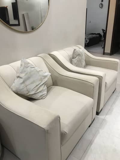 5 Seater Almost Brand New Sofa Set (Cream Color) With Imported Fabric