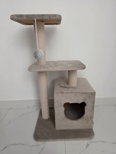 Cat Tree Condo w/ Scratching Post, Single Square House, Fits All Cats