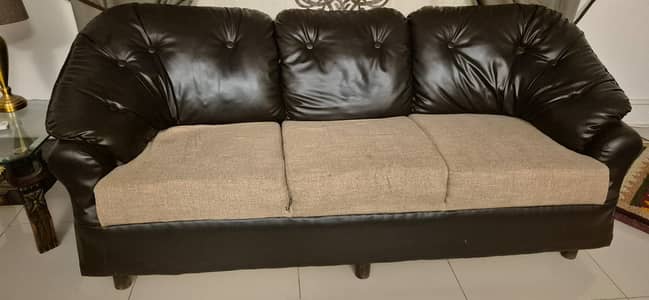 Premium 7-Seater Sofa Set – Dual-Tone (Brown & Beige)