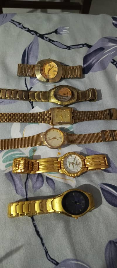 6 Men's Golden Watches for sale