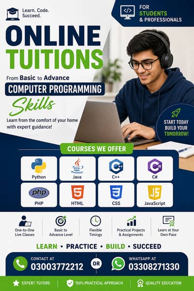 Computer Programming Tutor Online | Basic to Advanced Coding Courses