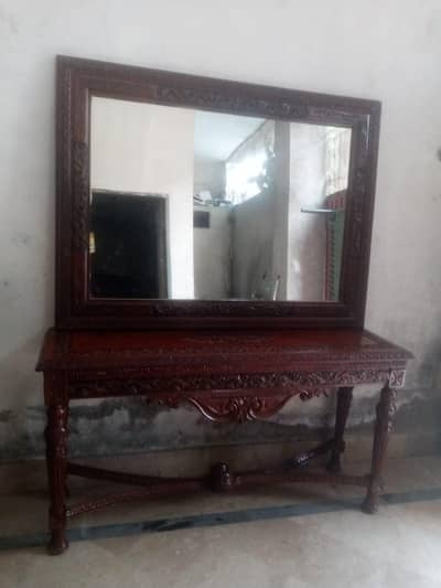 Beautiful Hand-Carved Console Table with Mirror