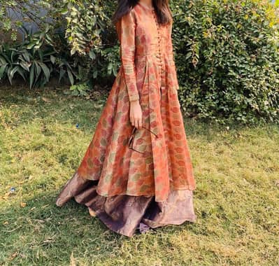 Anarkali style shirt with skirt small and medium size available