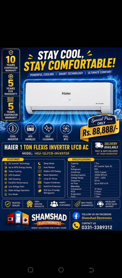 haier 1 ton flexis inverter LFCB AC
