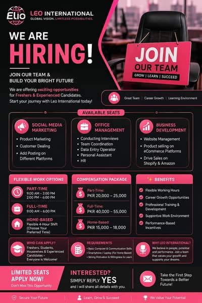 NEED MALE AND FEMALES STAFF FOR OFFICE WORK AND ONLINE WORK