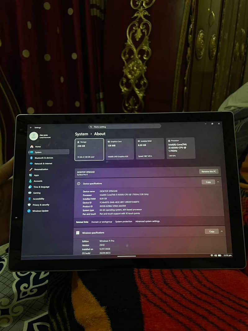 Microsoft surface pro 6 3