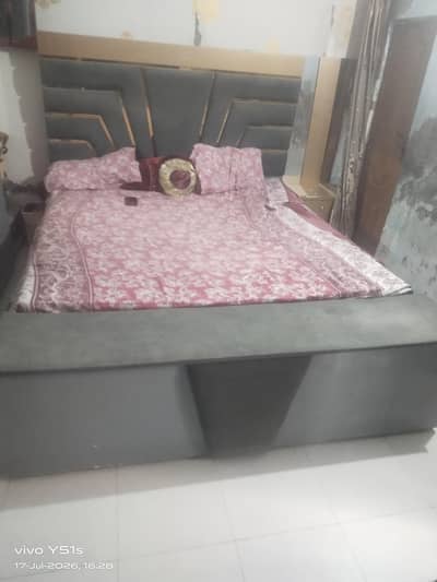 Bed,side table,showcas, dressing,sofa set,safe almari,