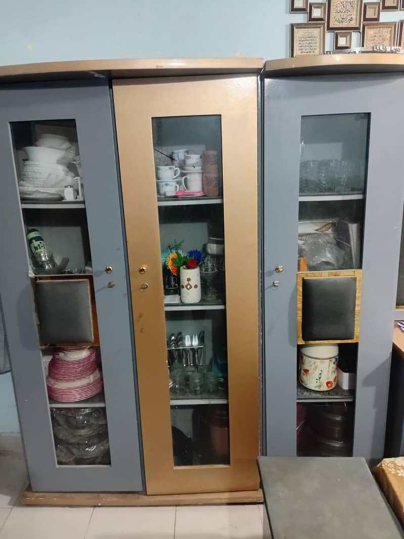 Bed,side table,showcas, dressing,sofa set,safe almari, 2