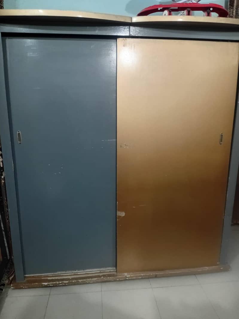 Bed,side table,showcas, dressing,sofa set,safe almari, 4