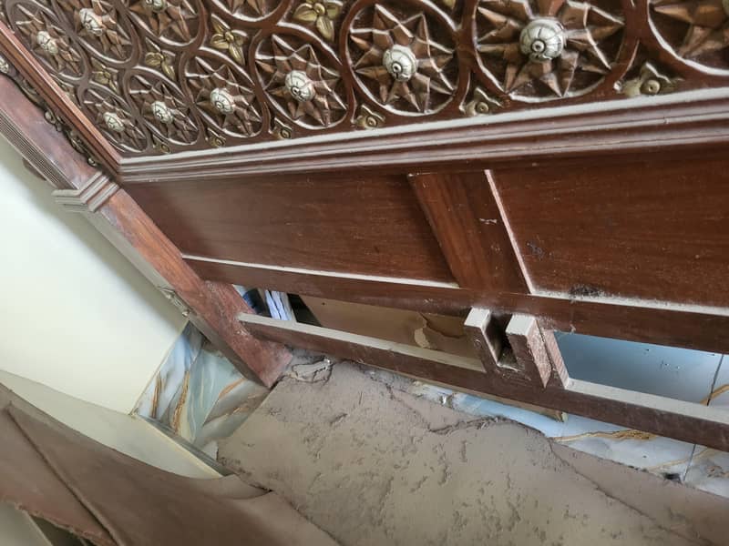 solid bed and one side table  no mattress 0