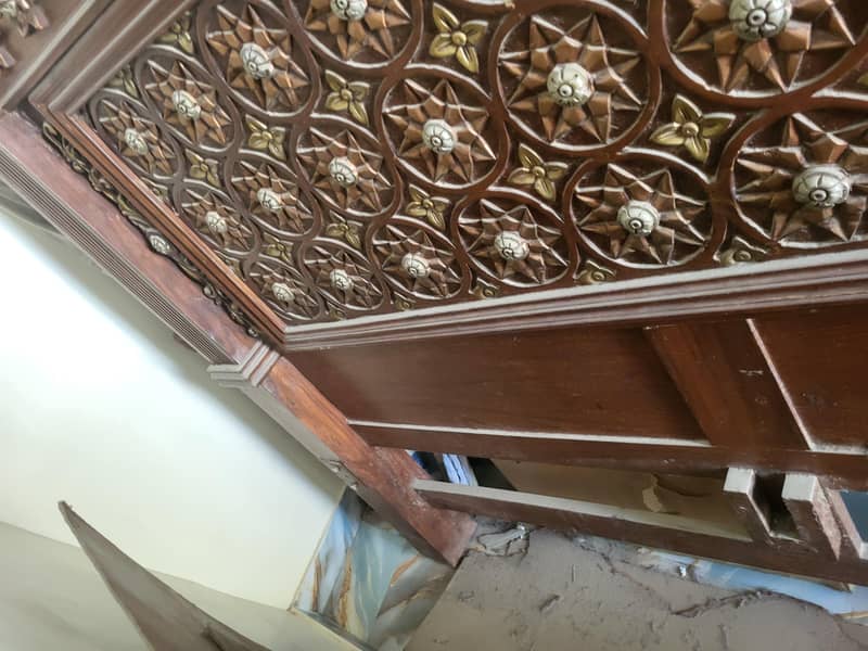 solid bed and one side table  no mattress 7
