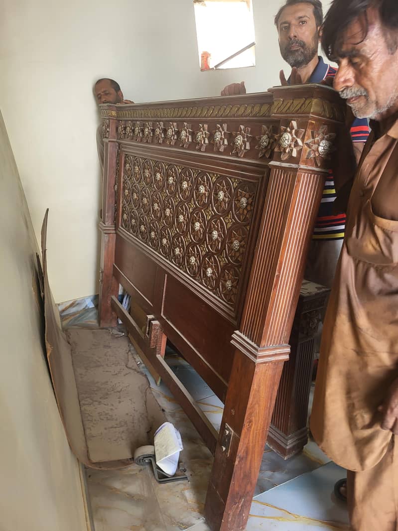solid bed and one side table  no mattress 8