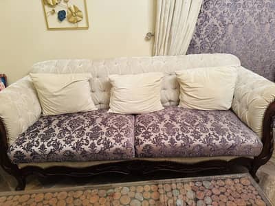 Well-Maintained Sofa Set (3+3) with Table & Chairs , Curtains