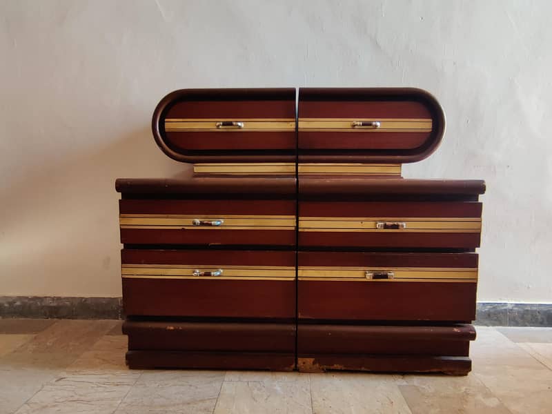 Solid Wooden Double Bed with 2 Side Tables 1