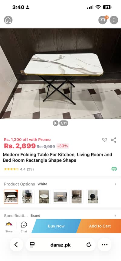 Brand new foldable table
