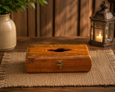Classic Wooden Tissue Box
