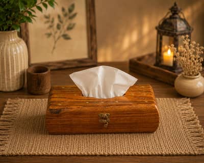 Classic Wooden Tissue Box