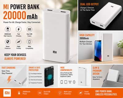 Mi 20000mAh Fast Charging Power Bank | Dual USB | Brand New